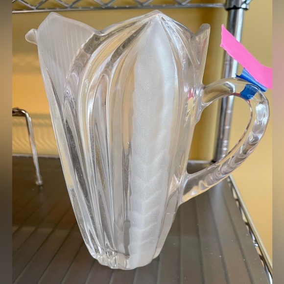 Vintage Tulip Design Etched Cut Crystal and Frosted Pitcher - Picture 1 of 1